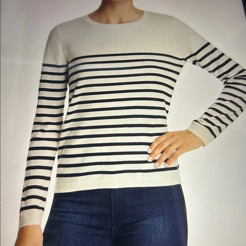 Kate Spade Broome Street Heart Patch Striped Sweater, XS
